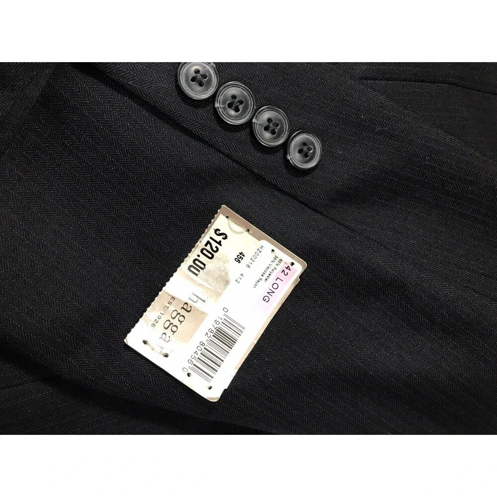 Haggar Blazer Mens 42 Long Grey/black Suit Jacket Two Button Suit Up System New